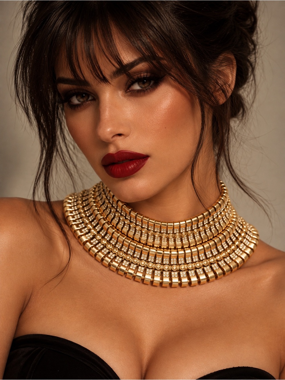 Luxurious Gold Multi-Layer Statement Necklace